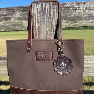 Portland Leather Goods Big Big Tote (Brown) & Purple/Black Purse Flair